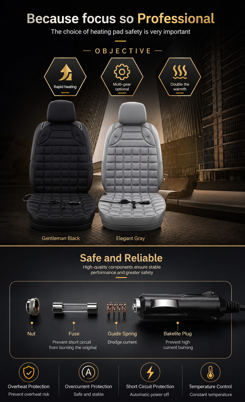 12V Car Heated Seat Cushion (Fast Heating)