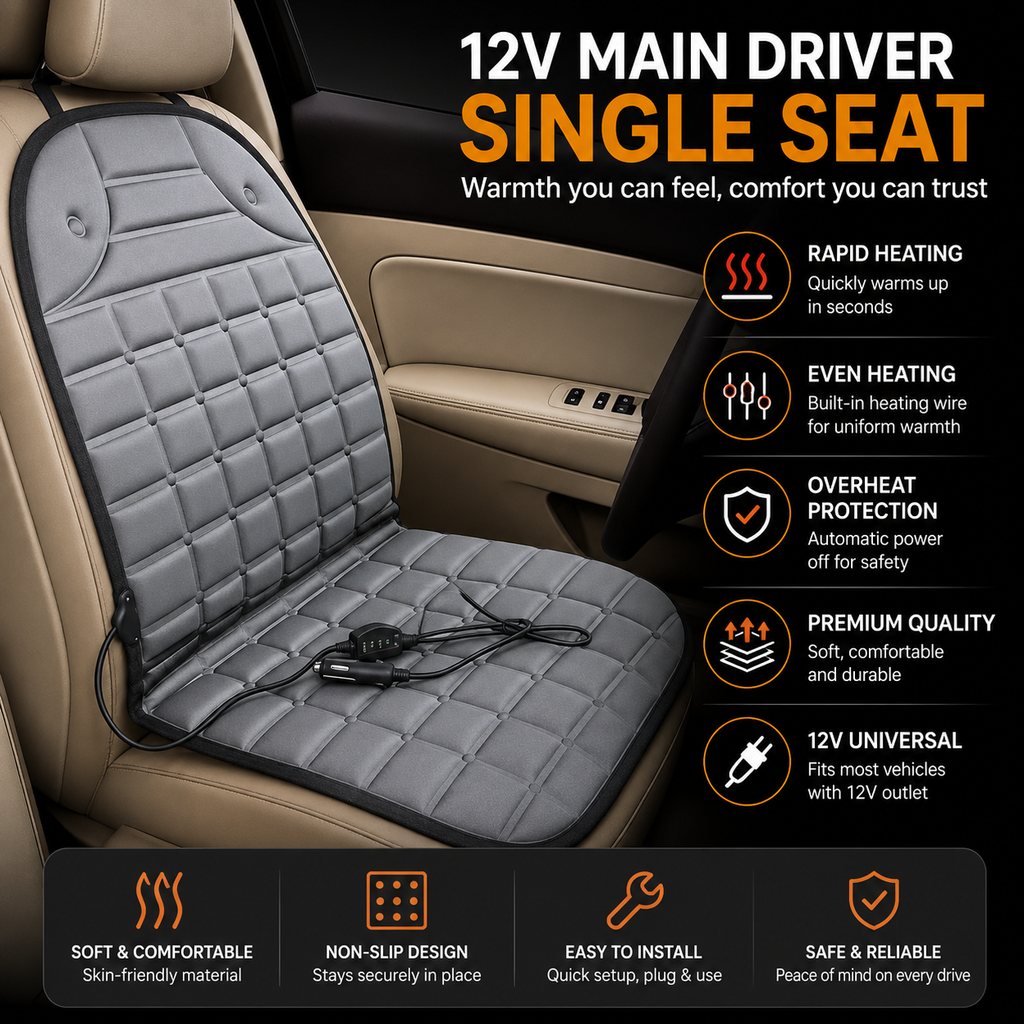 12V Car Heated Seat Cushion (Fast Heating)