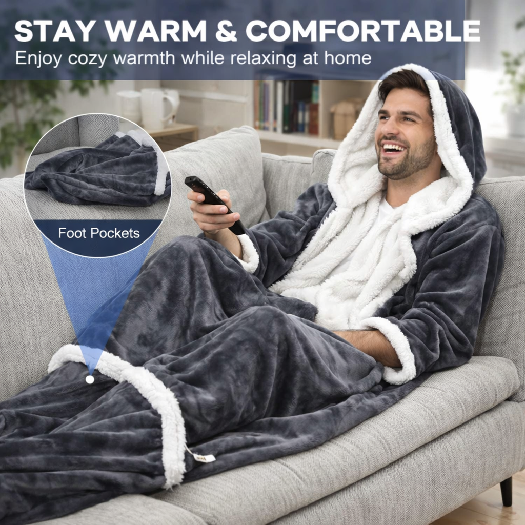 Electric Heated Blanket Hoodie with Foot Pocket