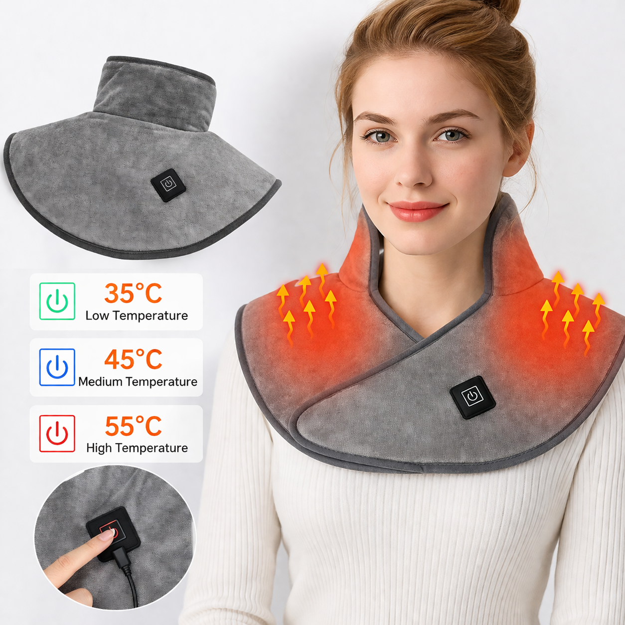 Electric Heating Pad for Neck & Shoulders (3 Modes)