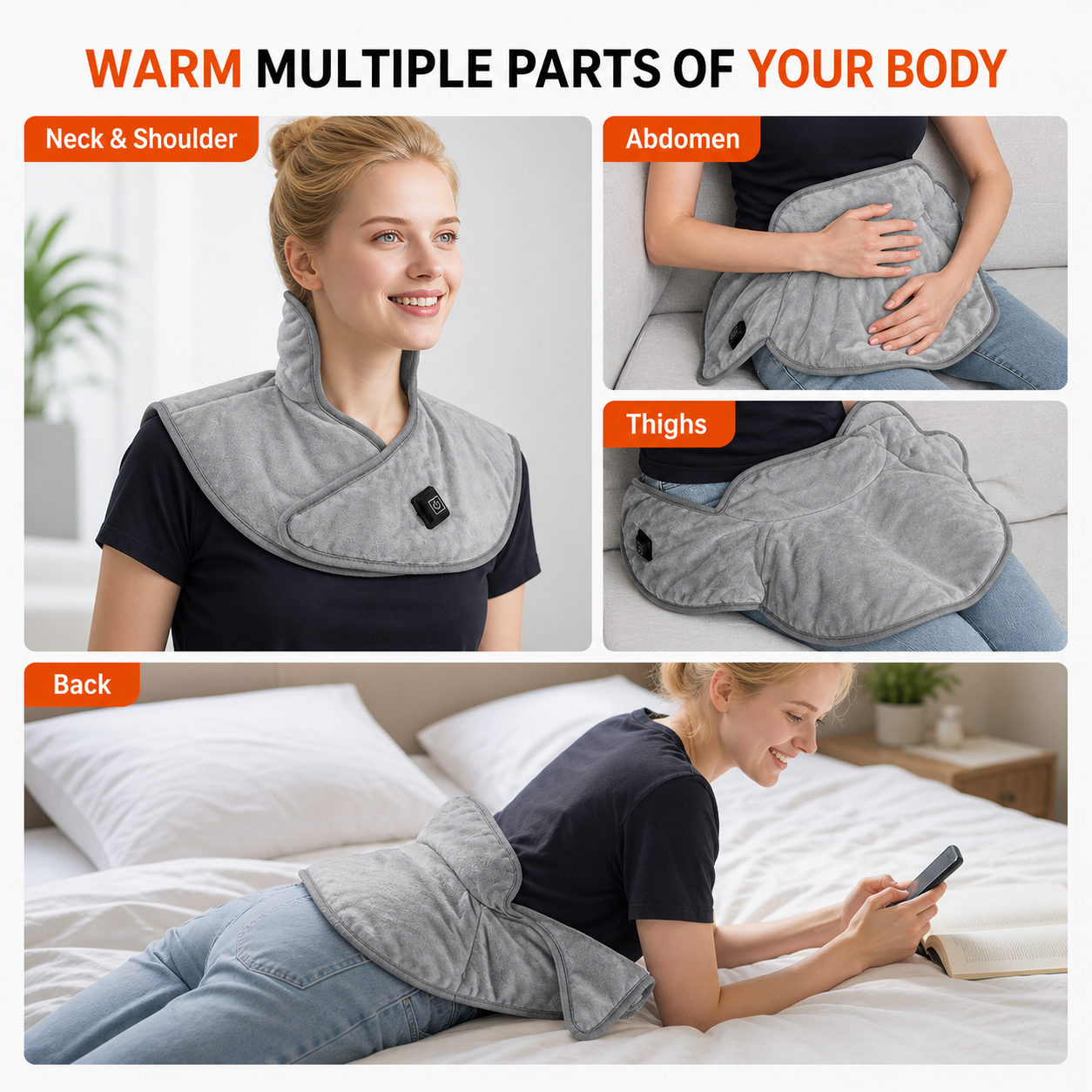 Electric Heating Pad for Neck & Shoulders (3 Modes)