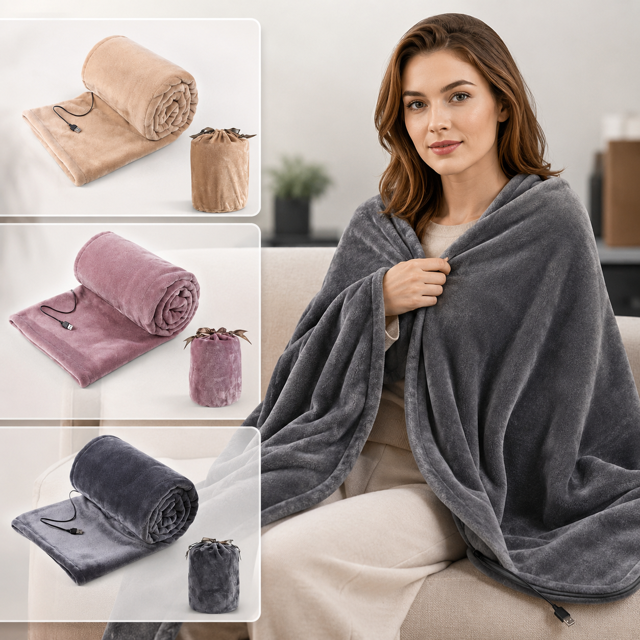USB Heated Wearable Blanket (160×85cm)
