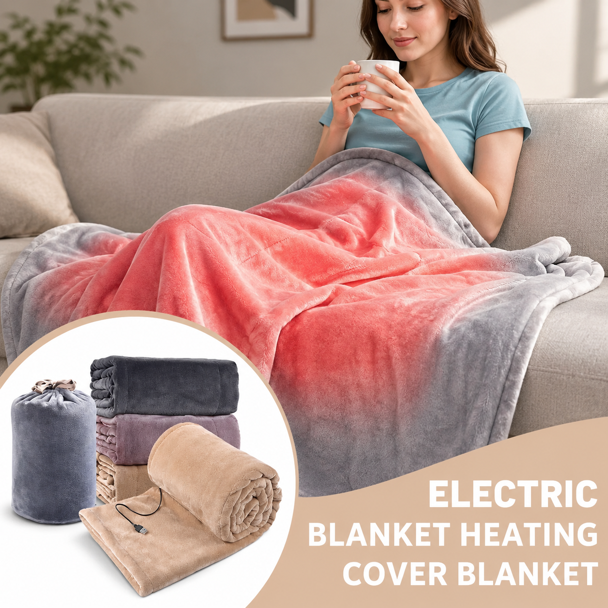 USB Heated Wearable Blanket (160×85cm)