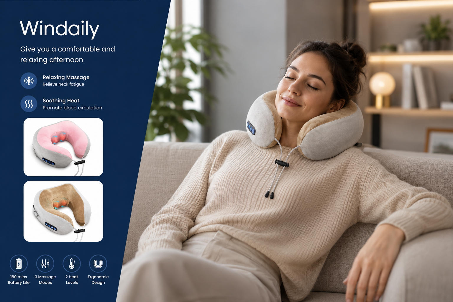 Shiatsu Neck Massager with Heat & Vibration