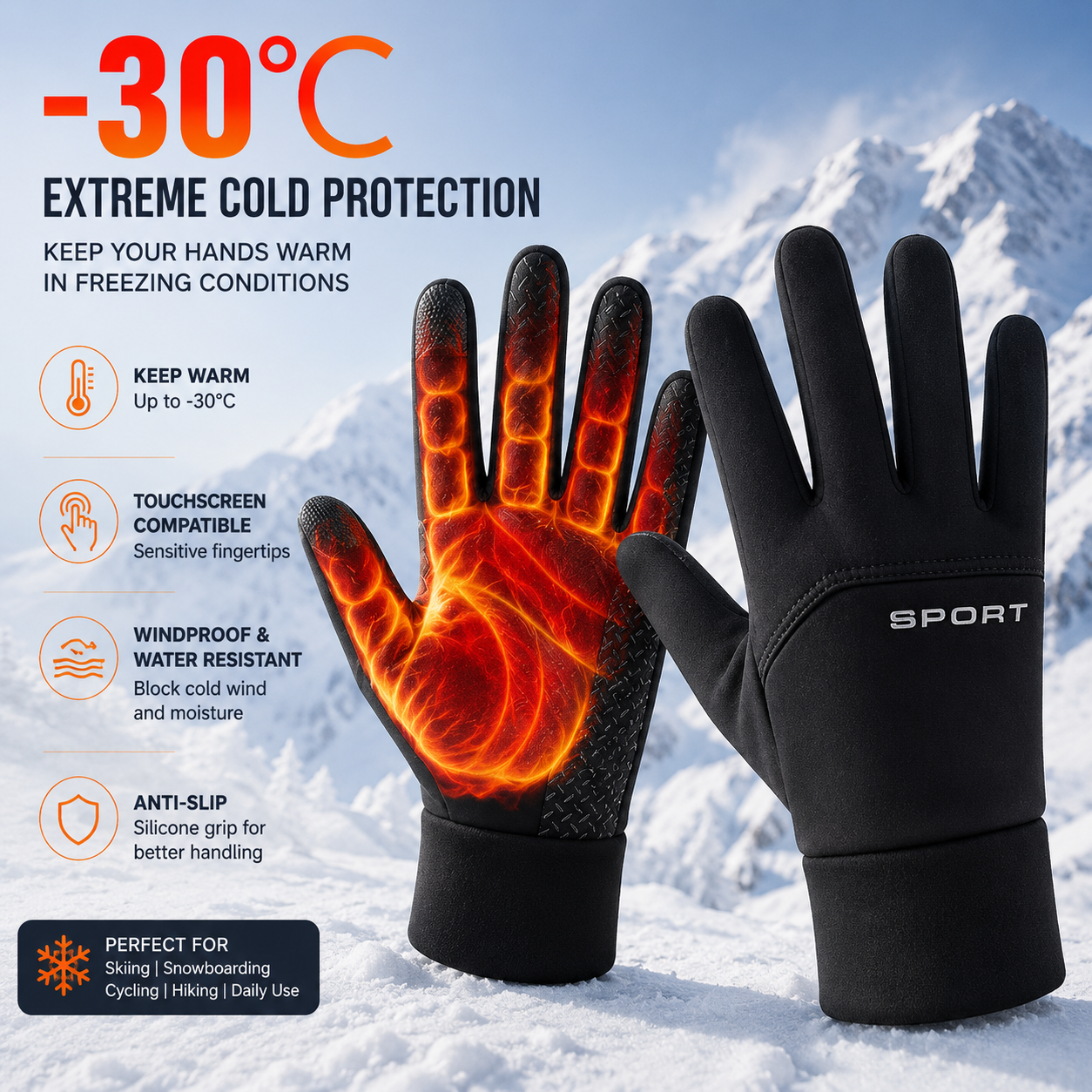 Touchscreen Thermal Winter Gloves (Windproof)