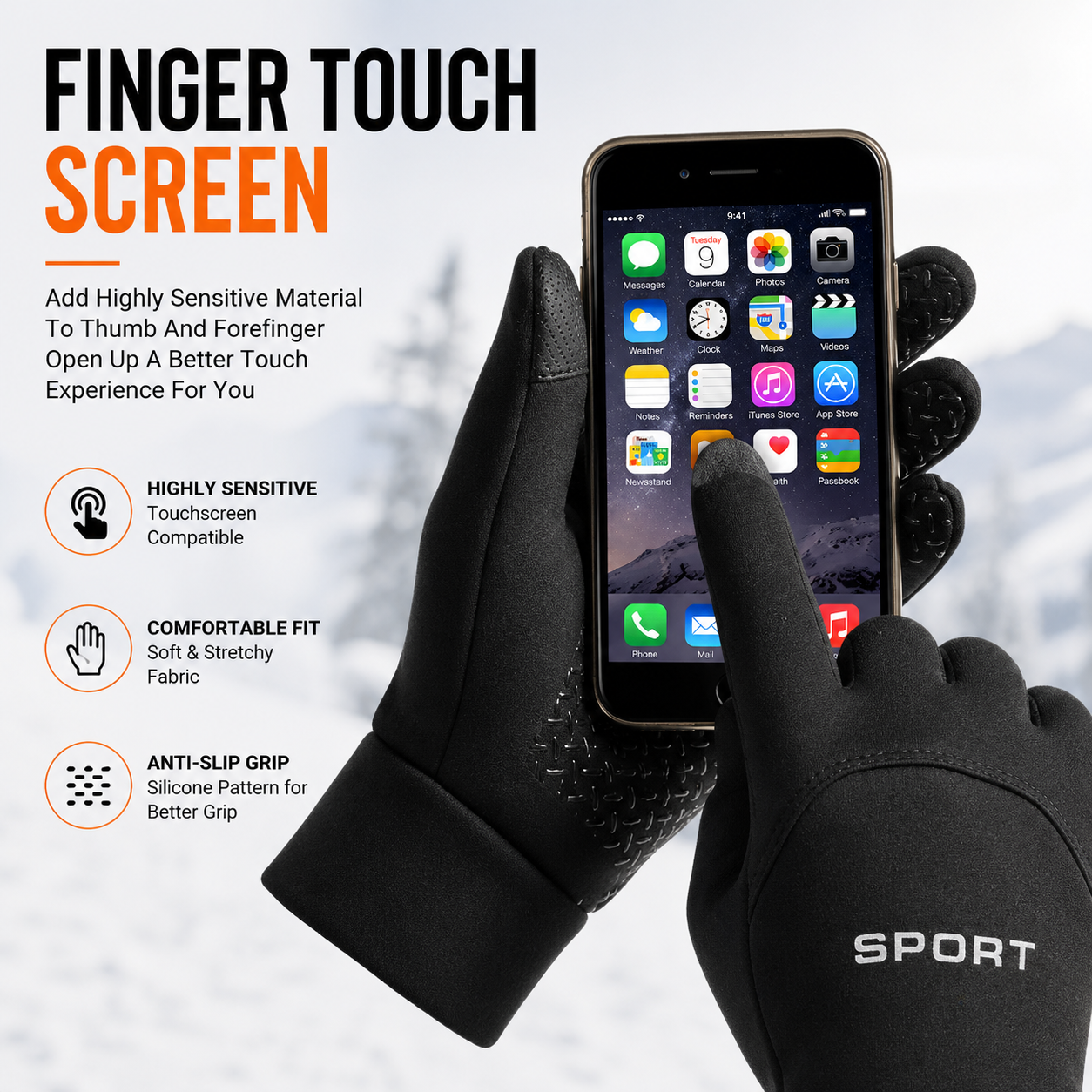 Touchscreen Thermal Winter Gloves (Windproof)
