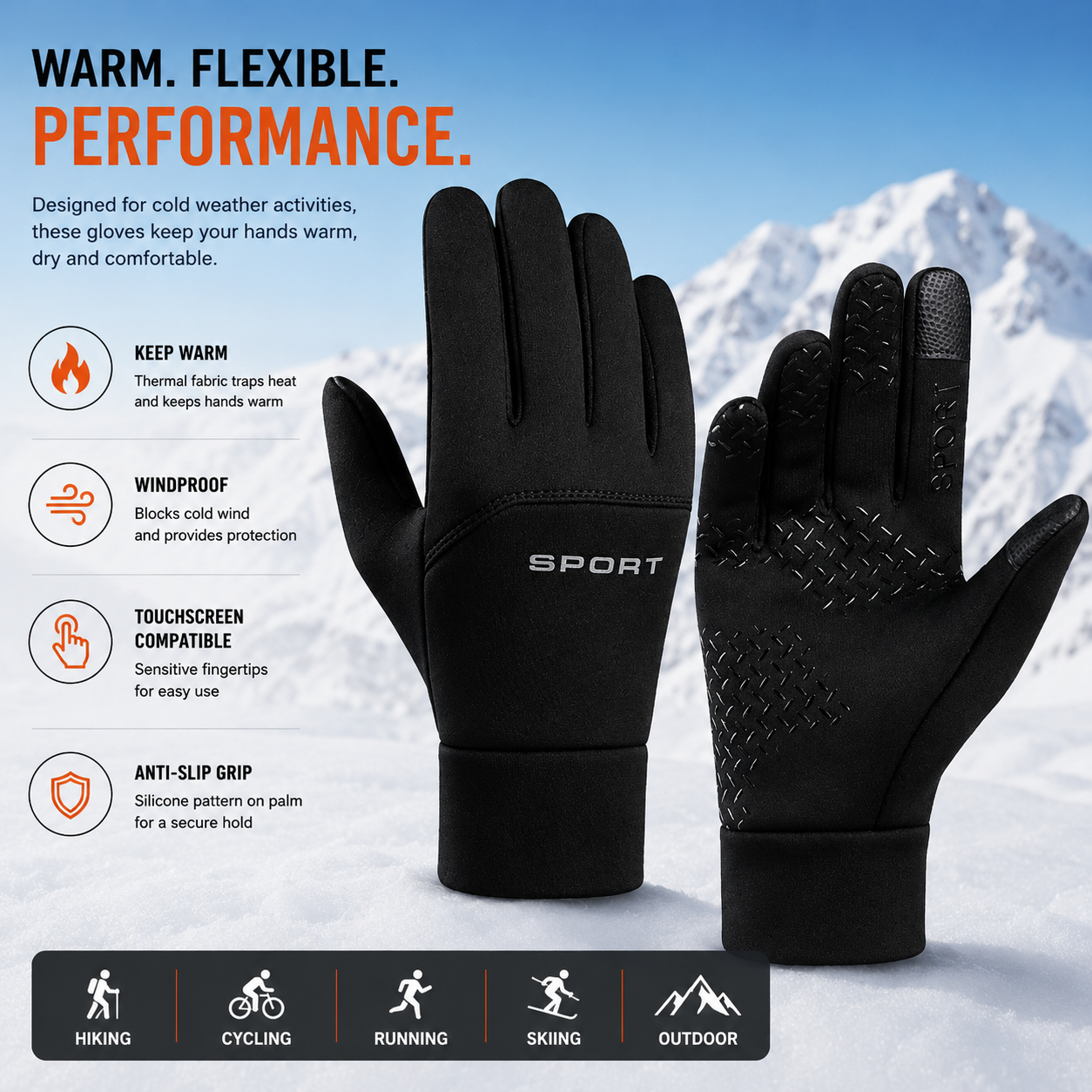 Touchscreen Thermal Winter Gloves (Windproof)