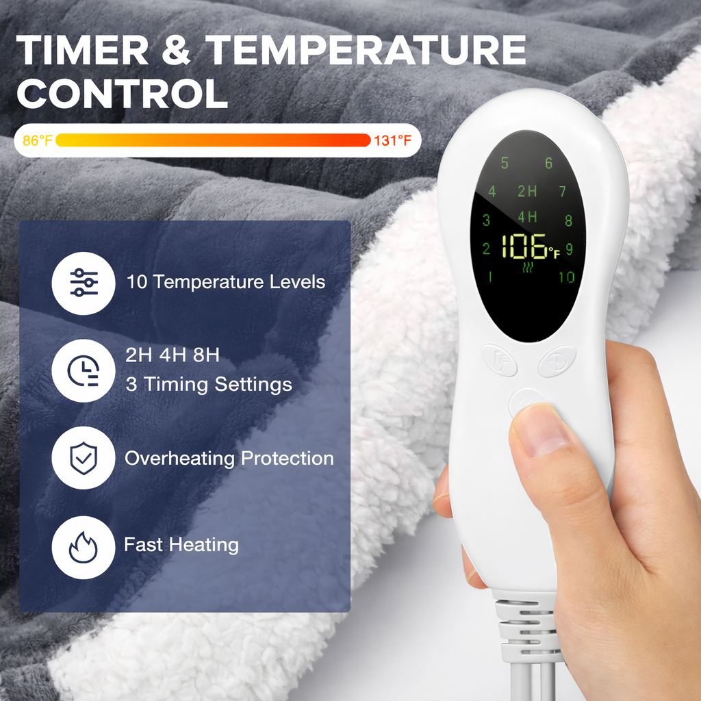 Electric Heated Blanket Hoodie with Foot Pocket