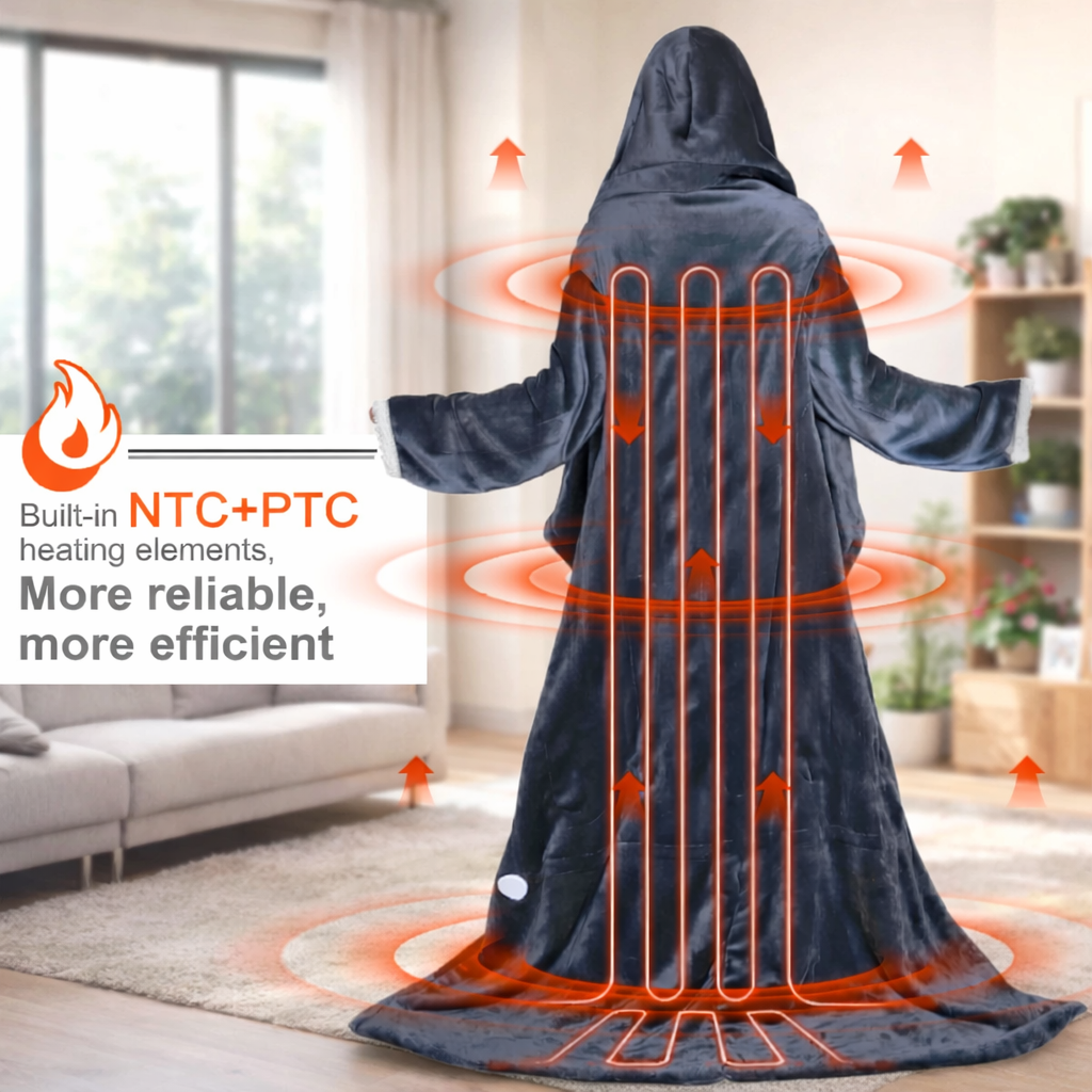 Electric Heated Blanket Hoodie with Foot Pocket