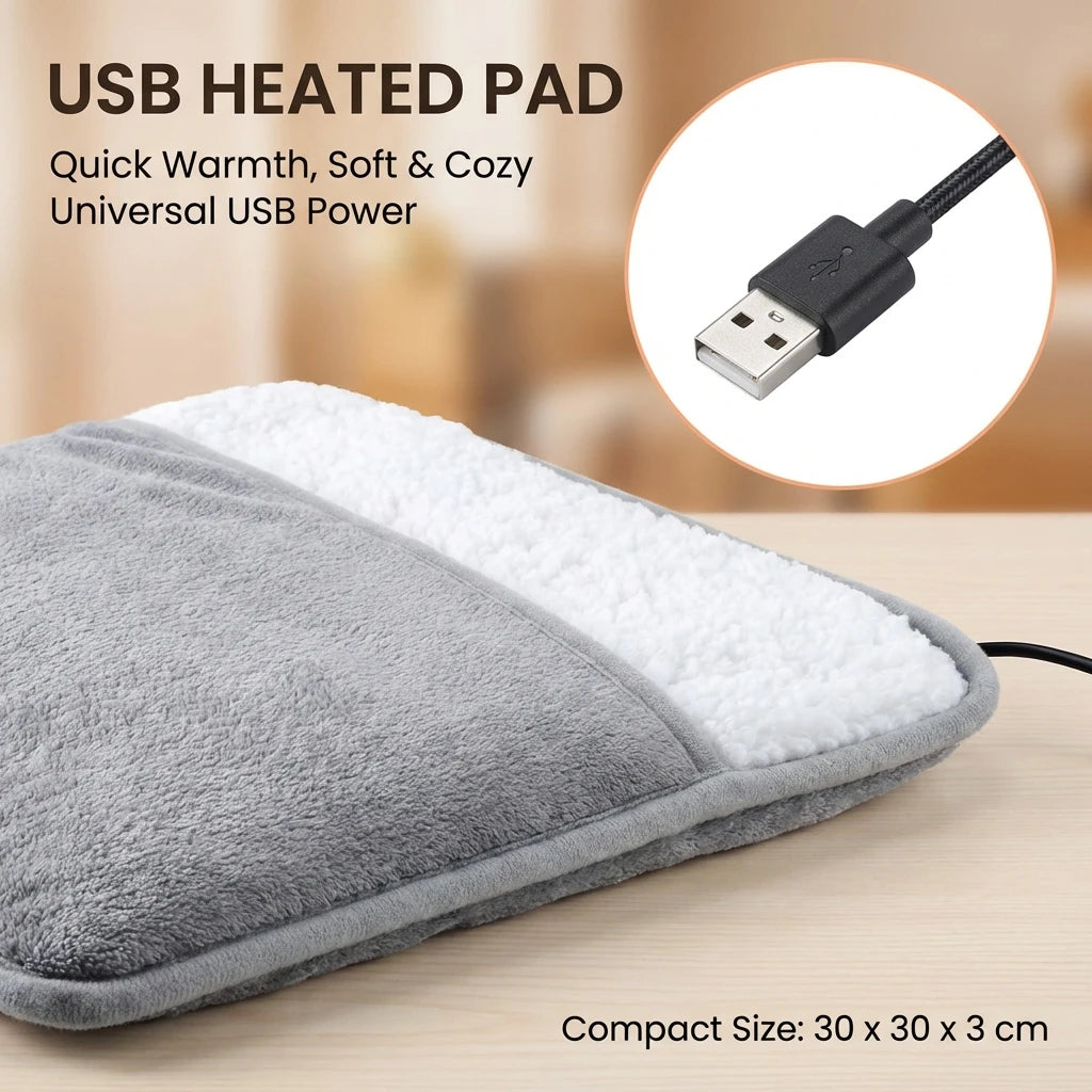 USB Heated Foot Warmer Pad (Soft & Washable)
